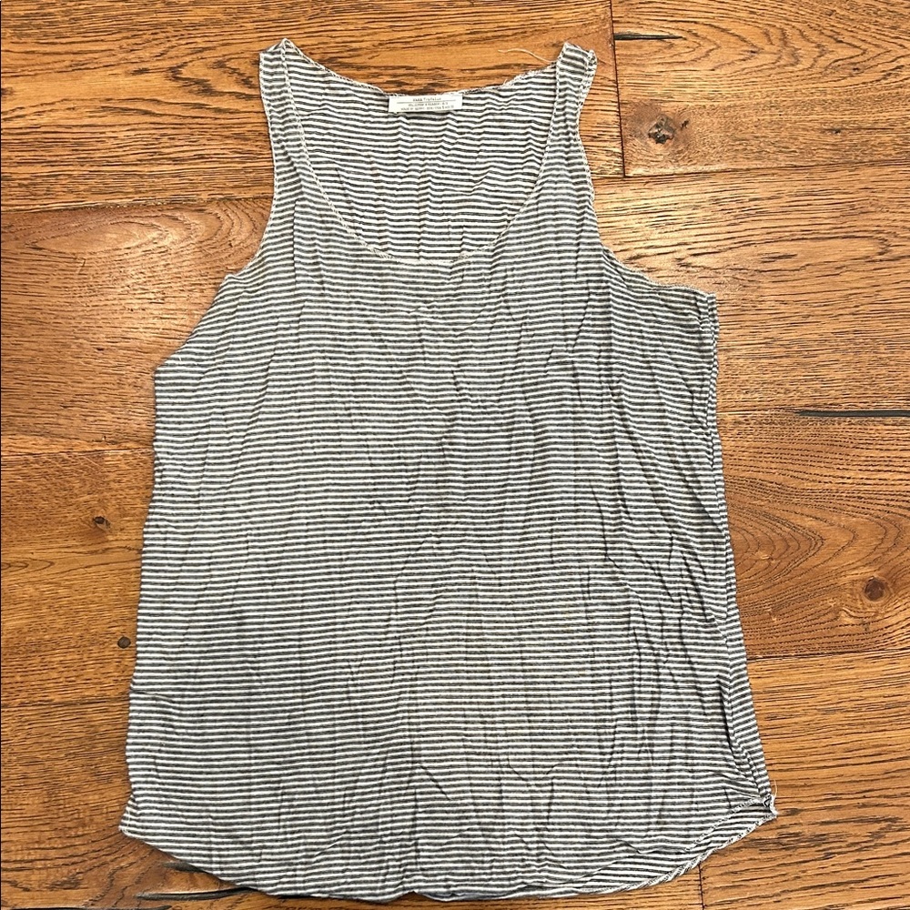 Zara Blue and White Striped Tank Top, Small